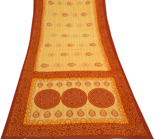 Sushila Vintage Indian Saree 100% Pure Cotton Printed Floral Soft Craft Fabric