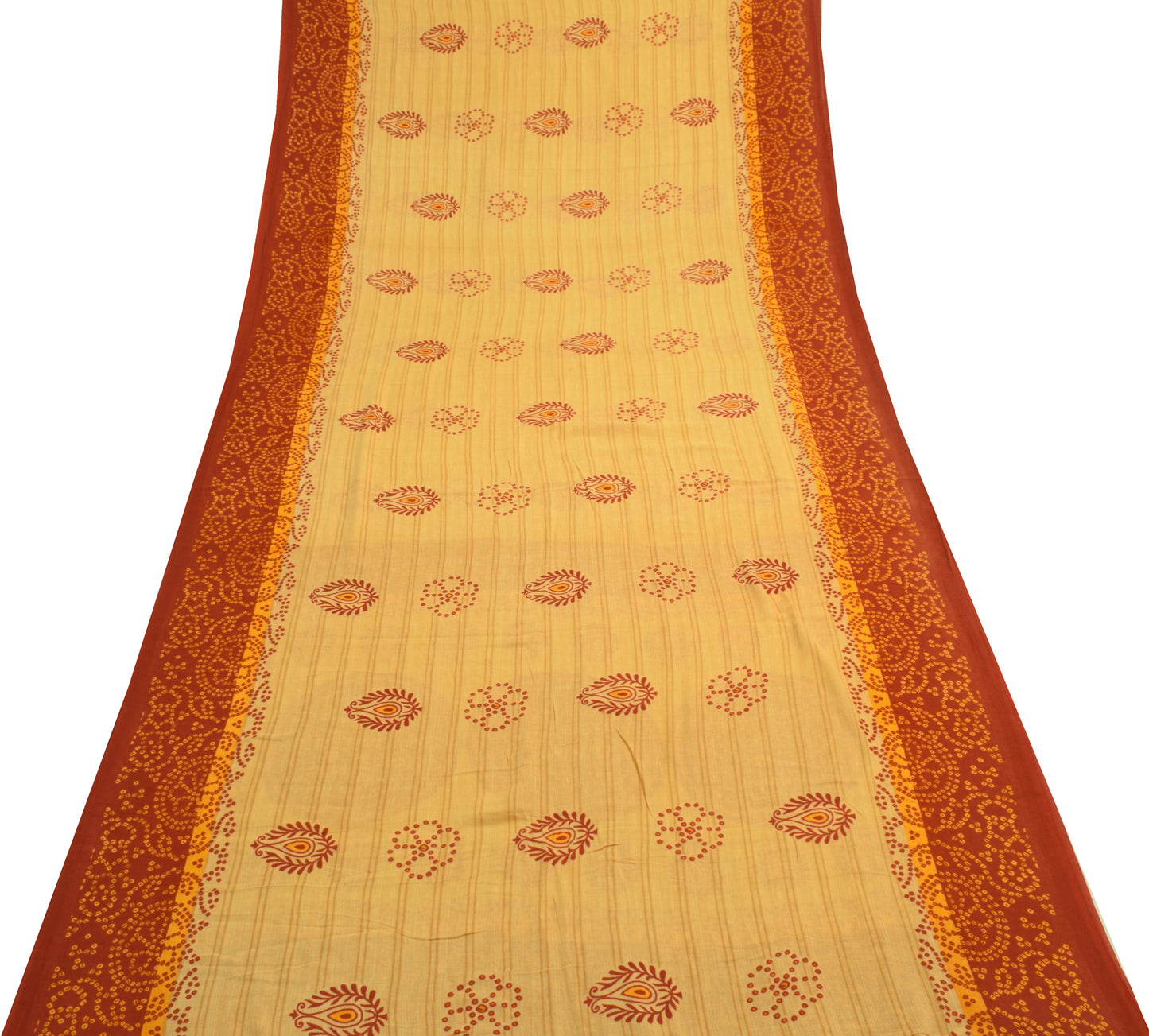 Sushila Vintage Indian Saree 100% Pure Cotton Printed Floral Soft Craft Fabric