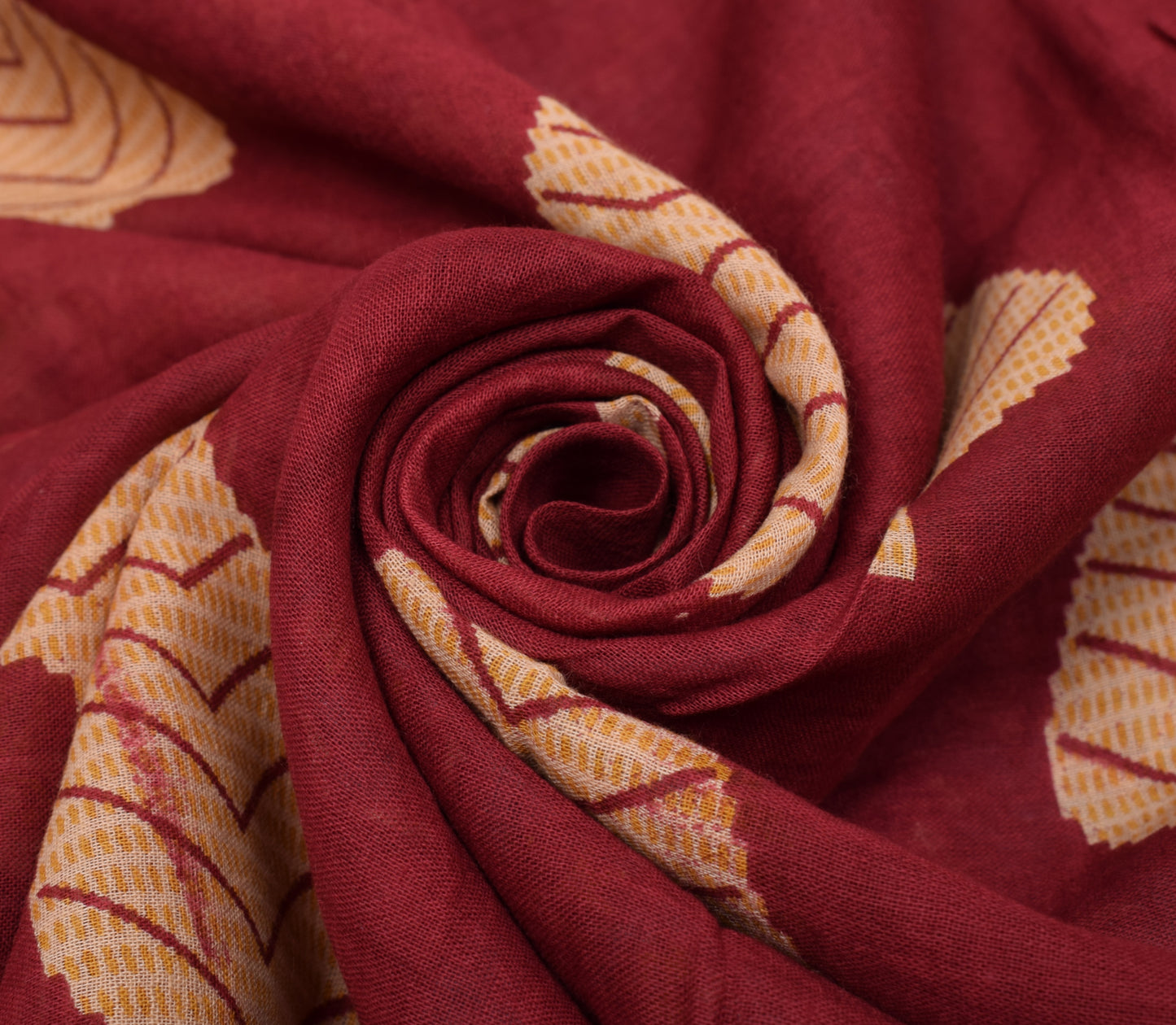 Sushila Vintage Maroon Saree 100% Pure Cotton Printed Floral Soft Craft Fabric