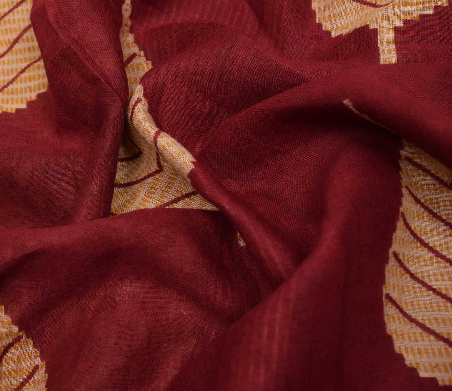Sushila Vintage Maroon Saree 100% Pure Cotton Printed Floral Soft Craft Fabric
