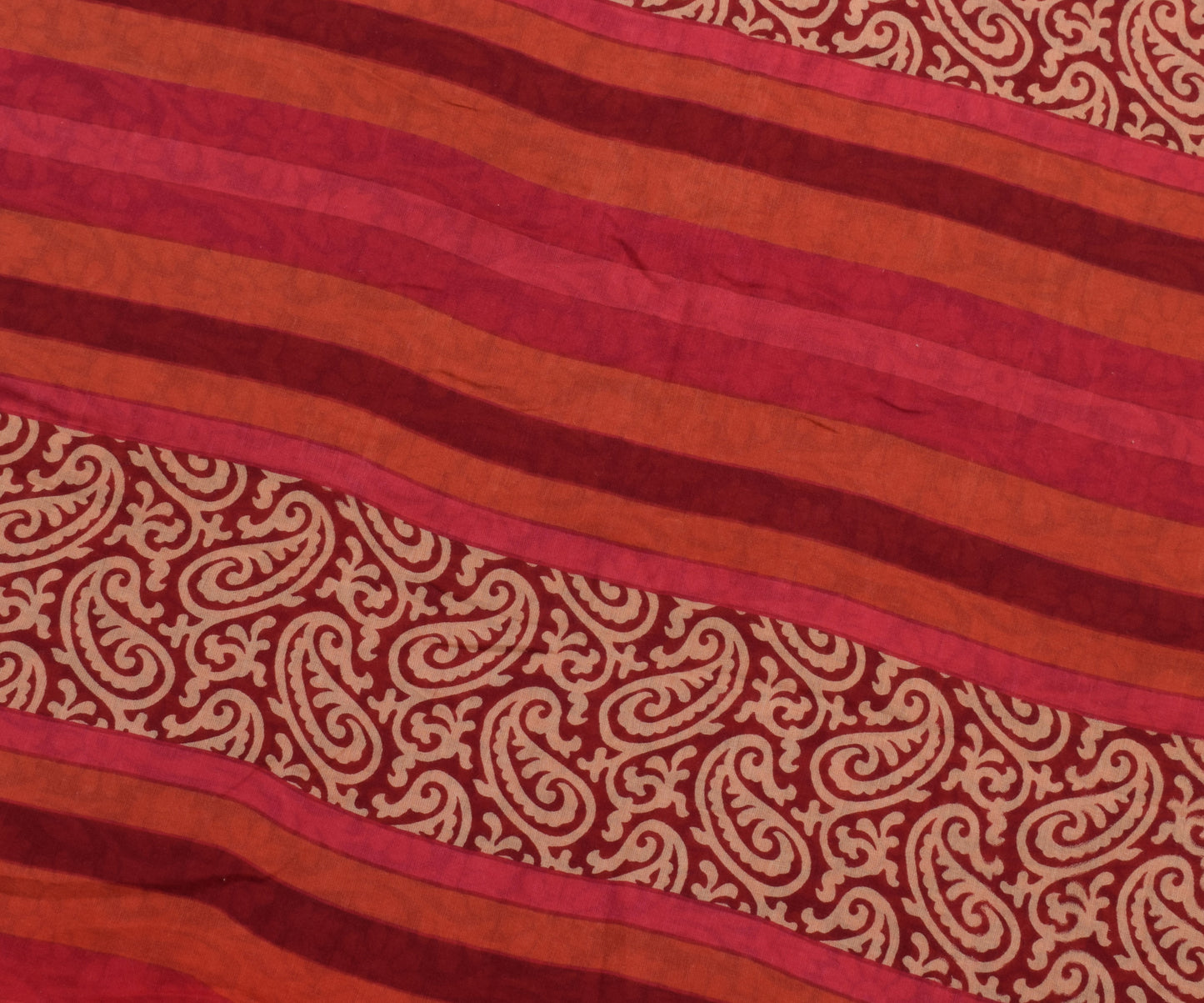 Sushila Vintage Maroon Saree 100% Pure Cotton Floral Printed Soft Craft Fabric