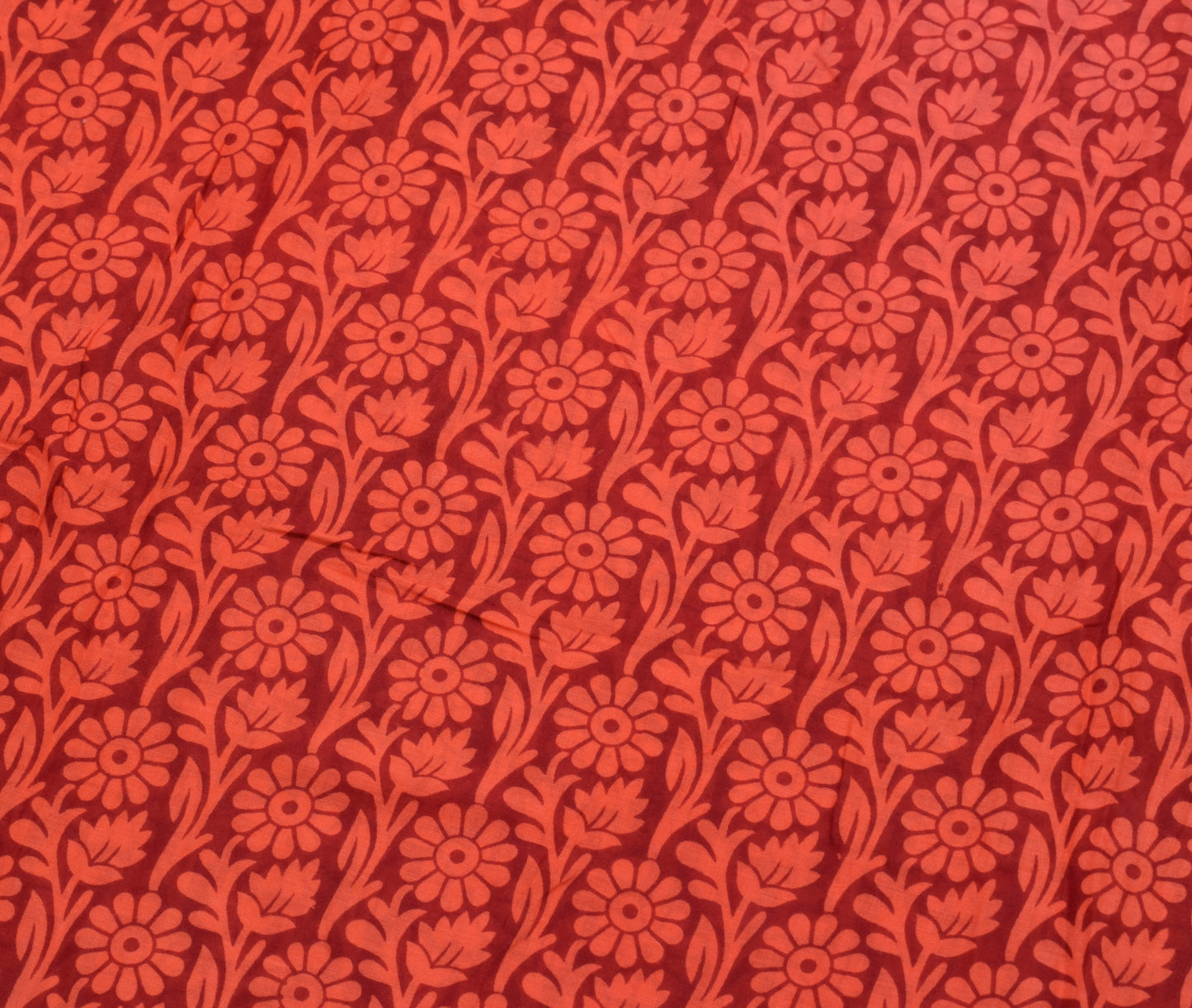 Sushila Vintage Maroon Saree 100% Pure Cotton Floral Printed Soft Craft Fabric