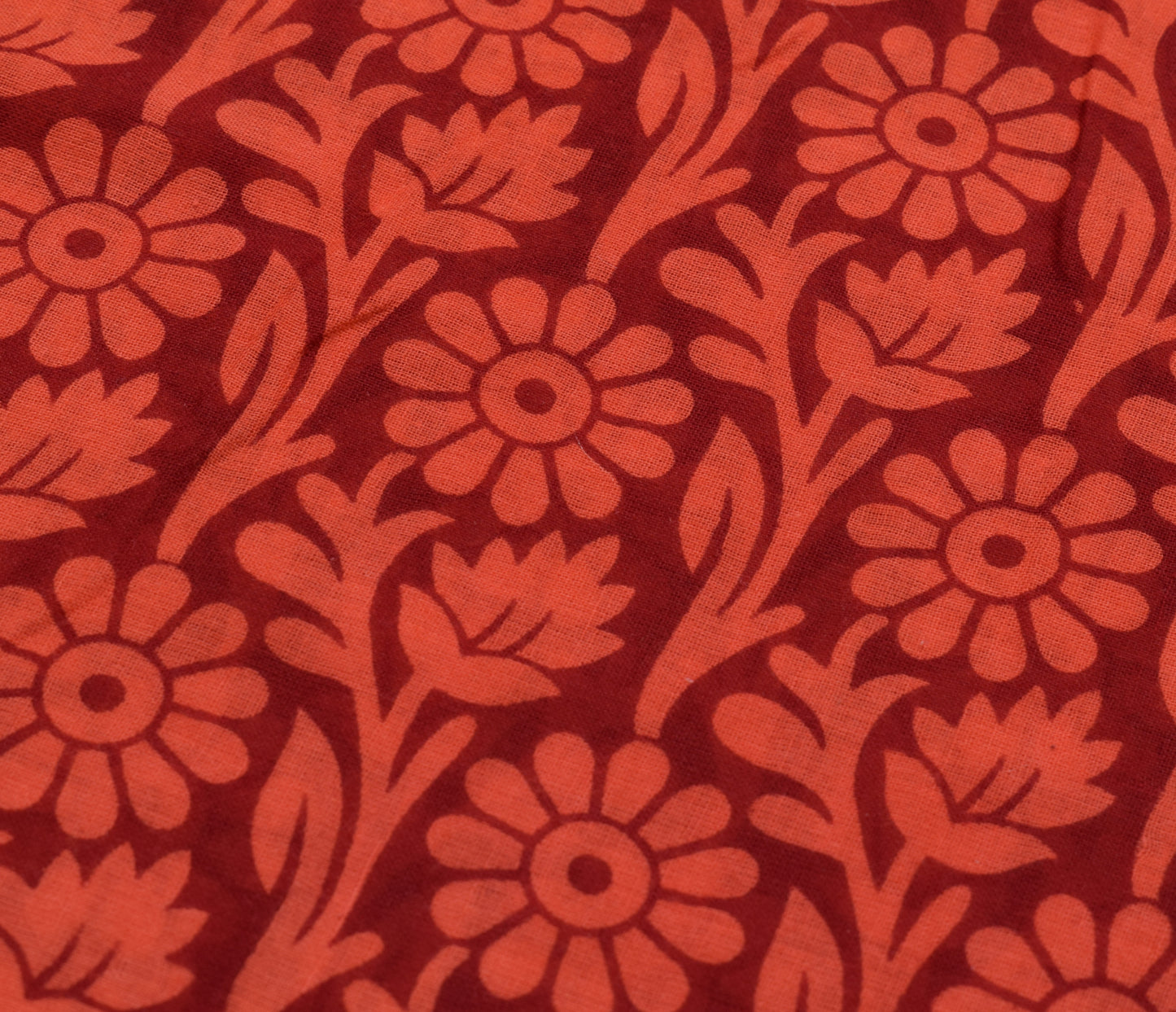 Sushila Vintage Maroon Saree 100% Pure Cotton Floral Printed Soft Craft Fabric