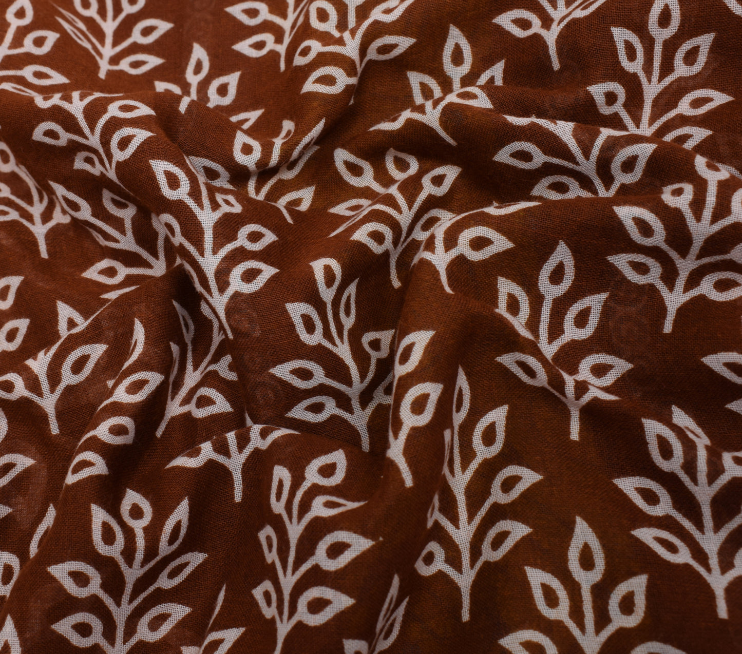 Sushila Vintage Brown Saree 100% Pure Cotton Printed Floral Soft Craft Fabric