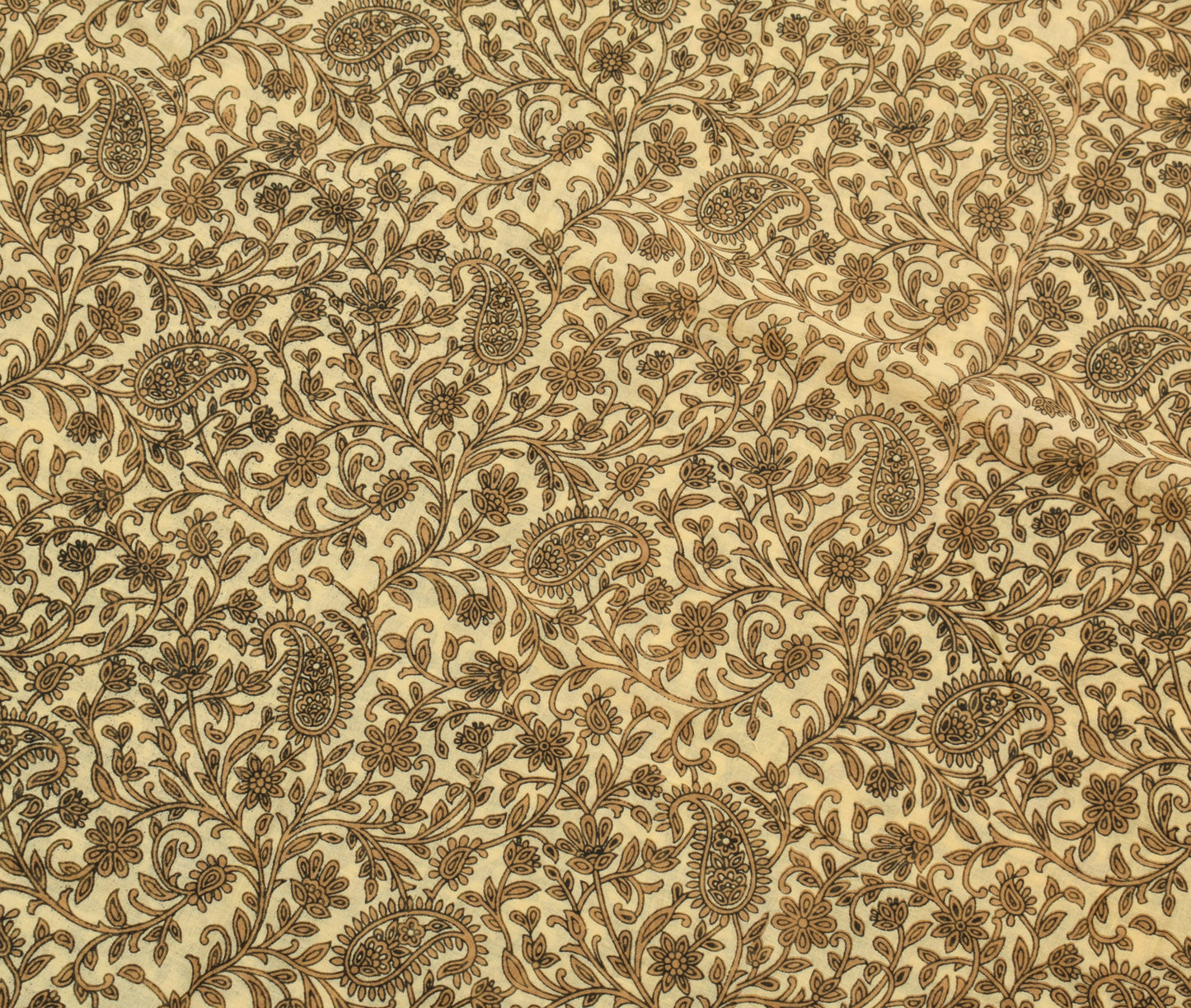Sushila Vintage Cream Saree 100% Pure Cotton Printed Paisley Soft Craft Fabric