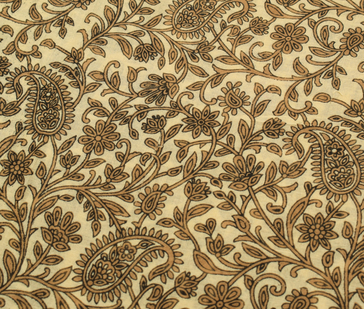 Sushila Vintage Cream Saree 100% Pure Cotton Printed Paisley Soft Craft Fabric