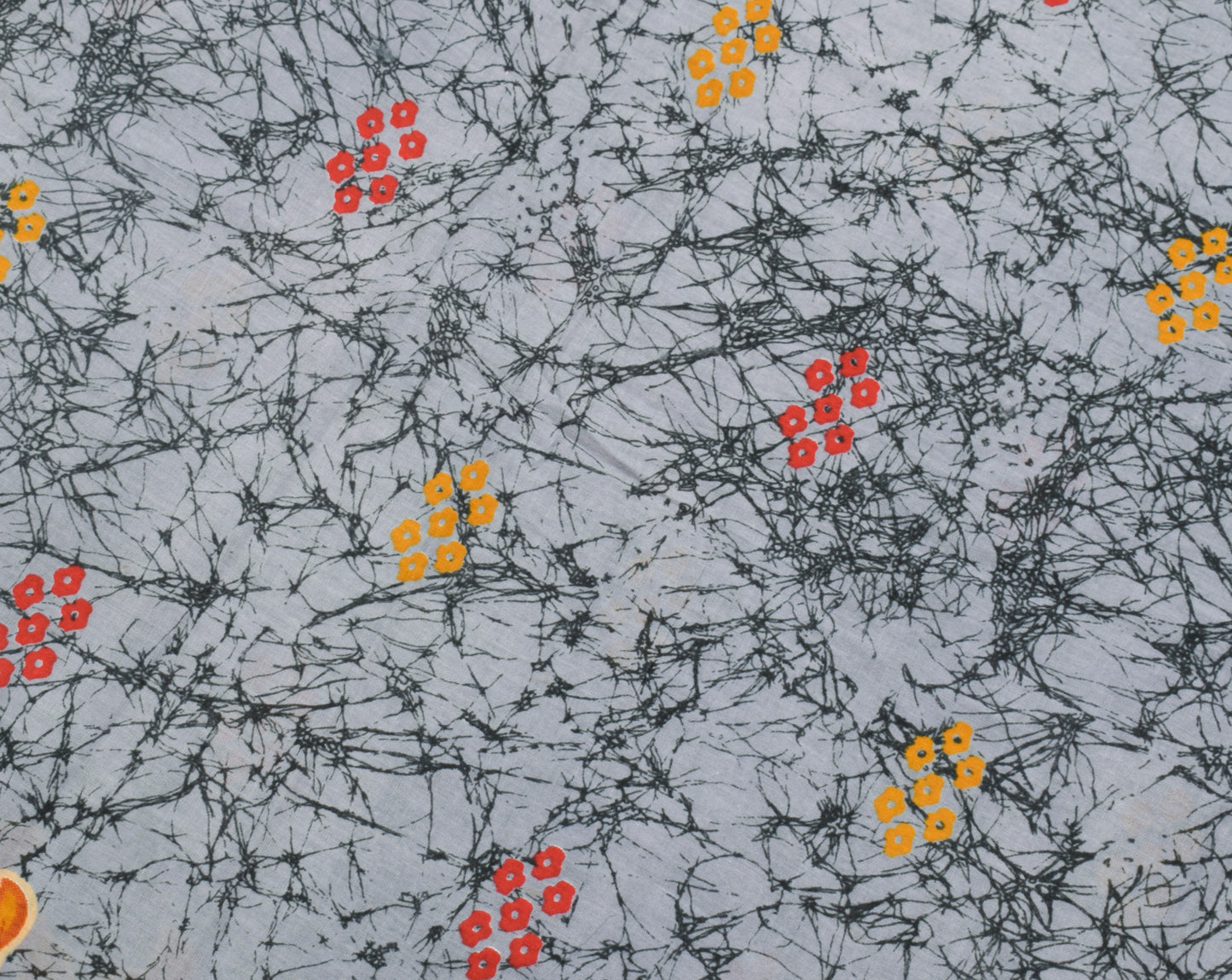 Sushila Vintage Gray Saree 100% Pure Cotton Printed Floral Soft Craft Fabric