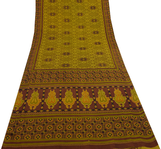 Sushila Vintage Green & Maroon Saree 100% Pure Cotton Printed Soft Craft Fabric