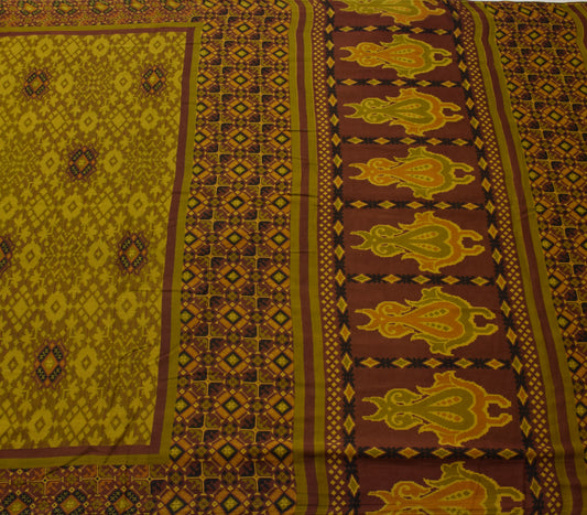 Sushila Vintage Green & Maroon Saree 100% Pure Cotton Printed Soft Craft Fabric