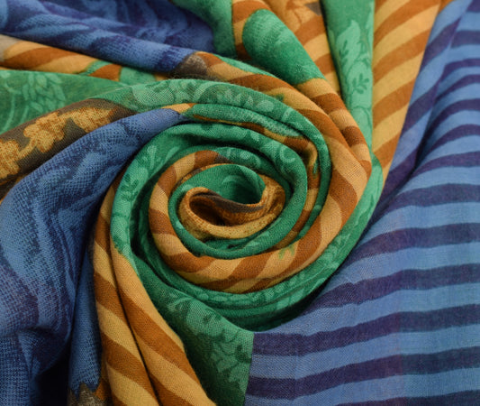 Sushila Vintage Multi-Color Saree 100% Pure Cotton Printed Floral Craft Fabric