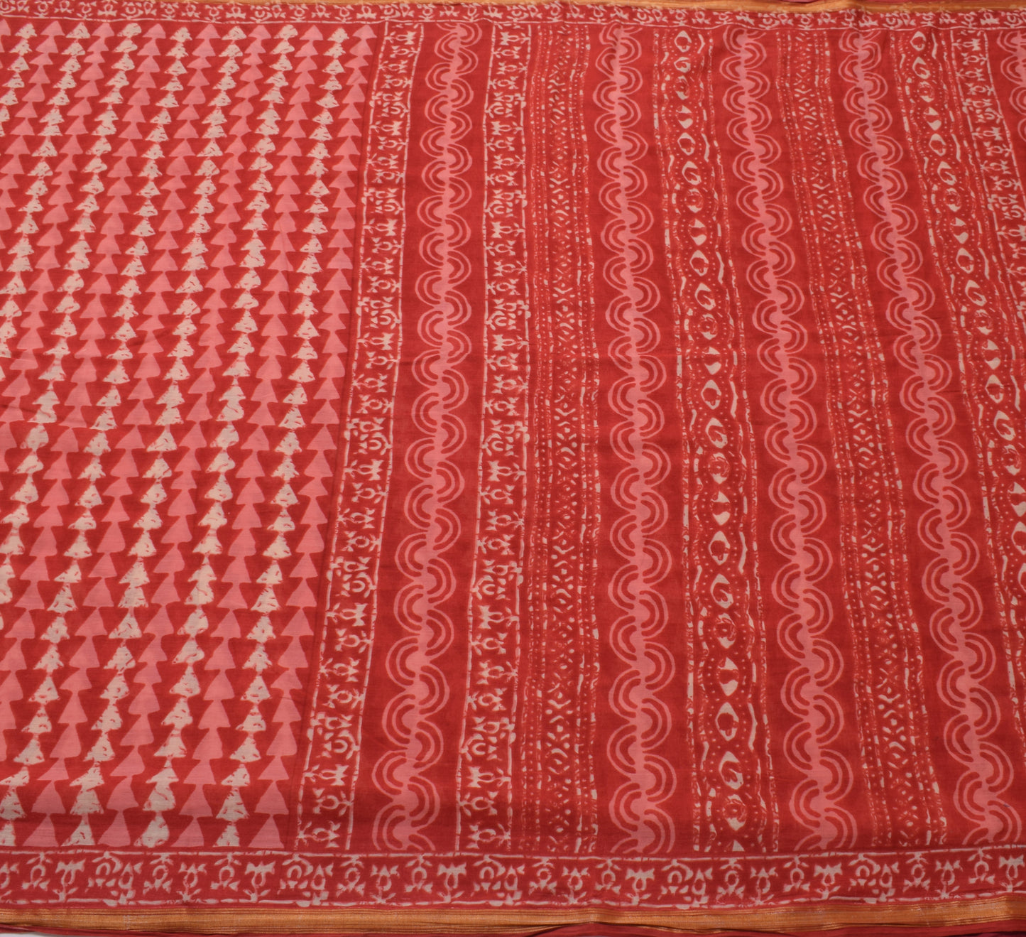 Sushila Vintage Red Indian Saree 100% Pure Cotton Printed Soft Craft Fabric