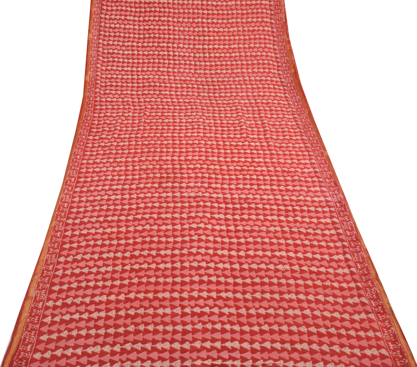 Sushila Vintage Red Indian Saree 100% Pure Cotton Printed Soft Craft Fabric