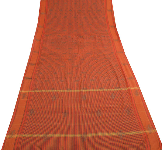 Sushila Vintage Multi-Color Saree 100% Pure Cotton Printed Check Craft Fabric