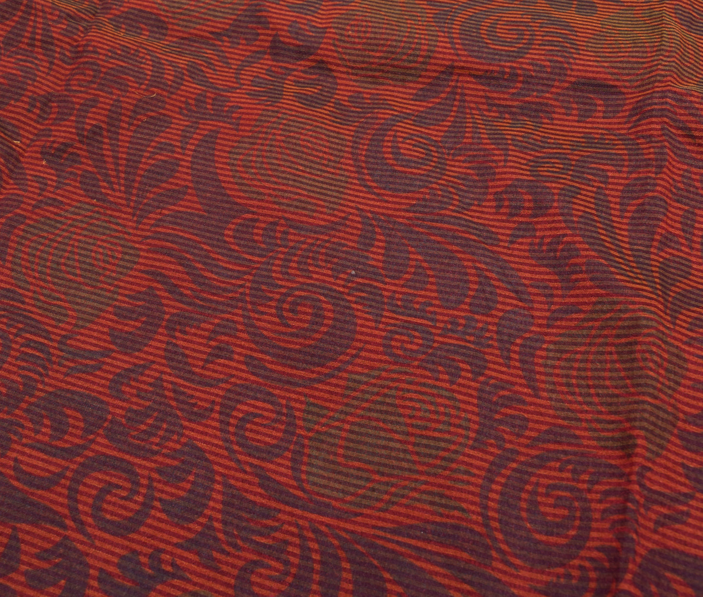 Sushila Vintage Maroon Saree Blend Cotton Silk Printed Floral Craft Fabric