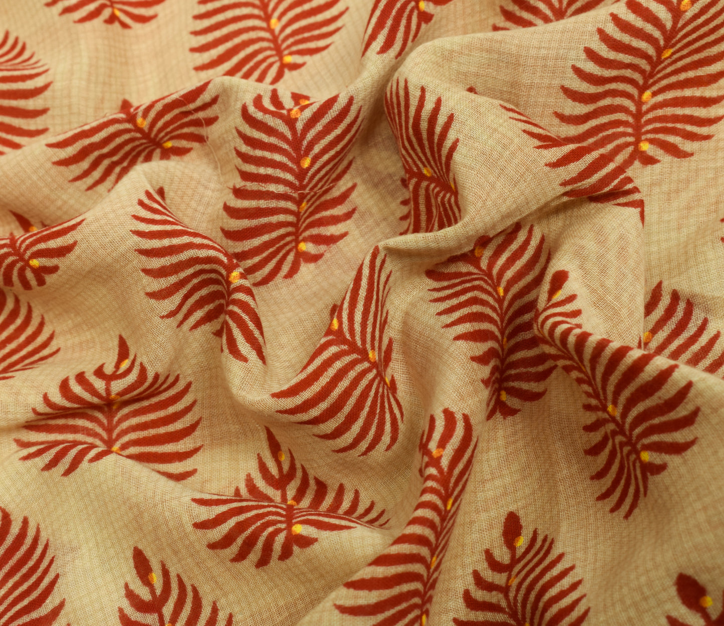 Sushila Vintage Cream Saree 100% Pure Cotton Floral Printed Soft Craft Fabric
