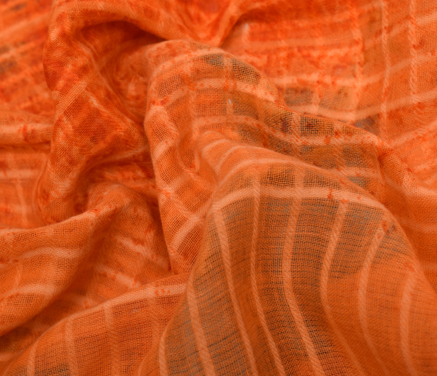Sushila Vintage Orange Saree 100% Pure Cotton Printed Floral Soft Craft Fabric