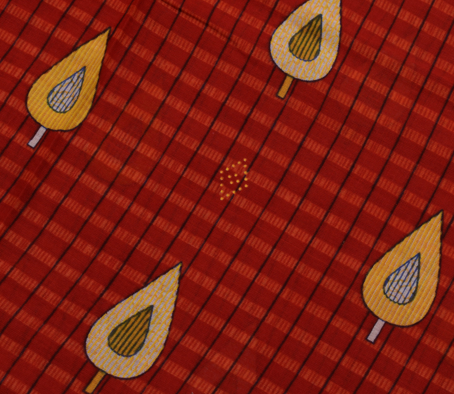 Sushila Vintage Red Saree 100% Pure Cotton Check Printed Soft Craft Fabric