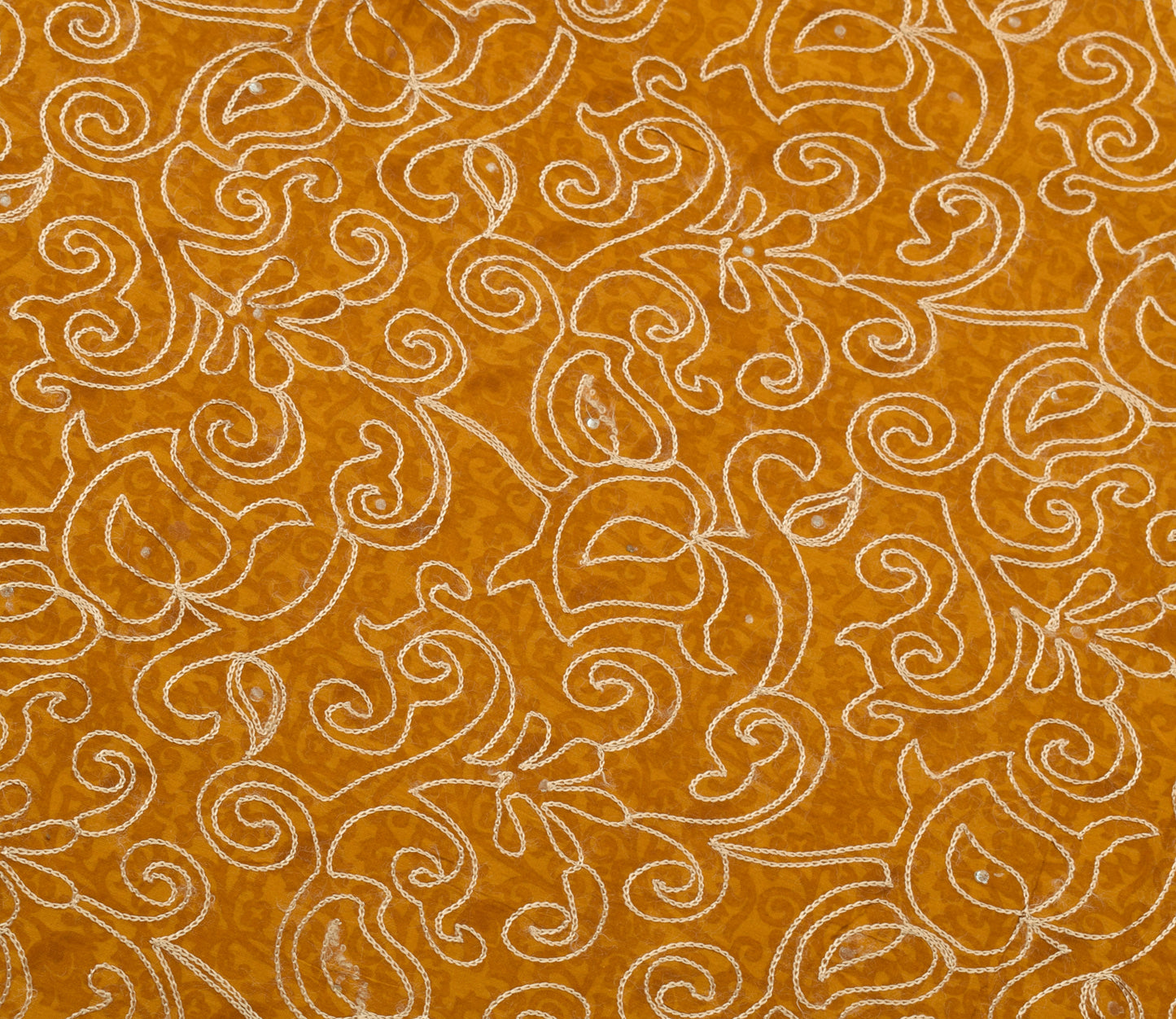 Sushila Vintage Mustard Saree 100% Pure Cotton Printed Floral Soft Craft Fabric