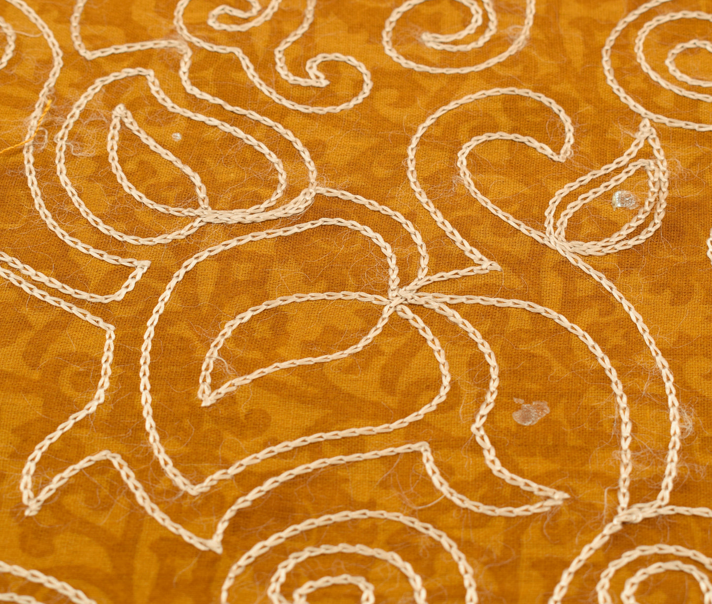 Sushila Vintage Mustard Saree 100% Pure Cotton Printed Floral Soft Craft Fabric