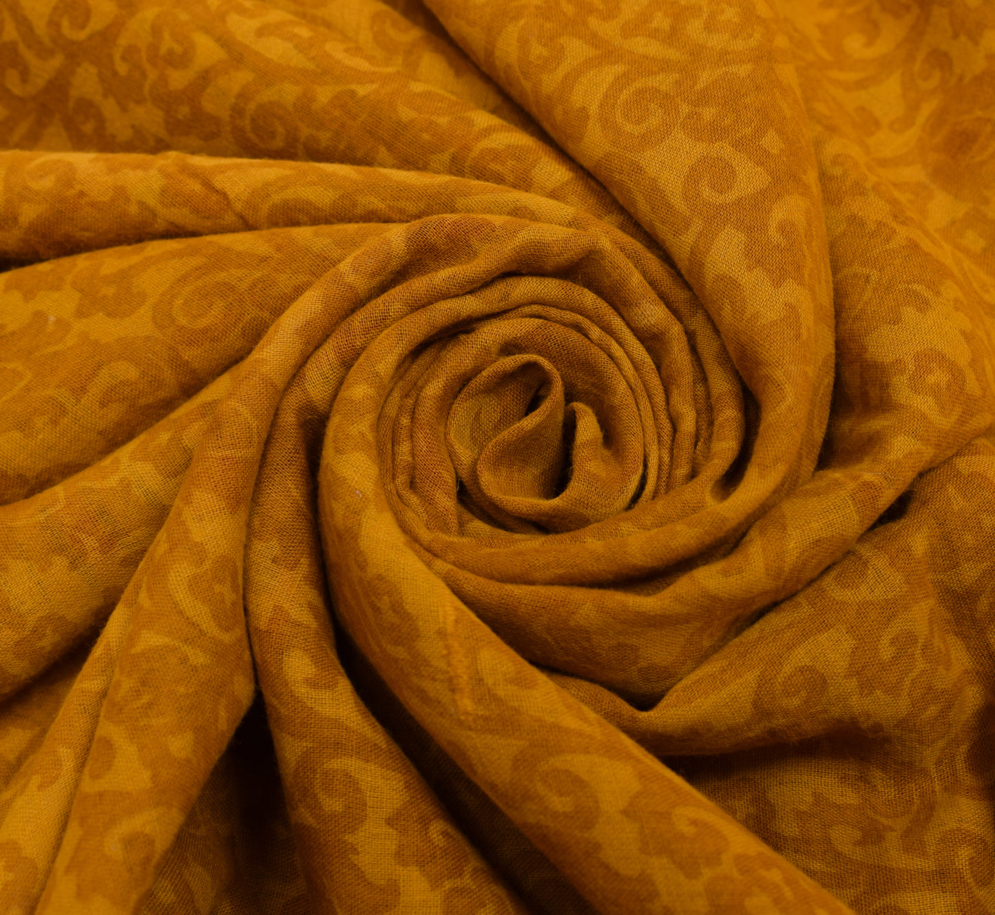 Sushila Vintage Mustard Saree 100% Pure Cotton Printed Floral Soft Craft Fabric