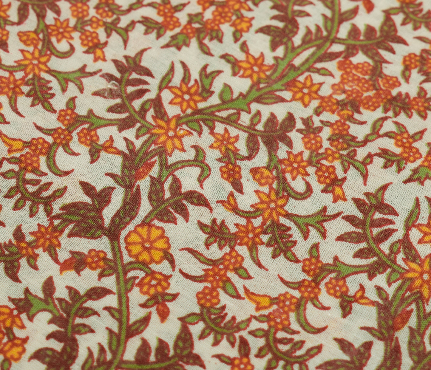 Sushila Vintage White Indian Saree 100% Pure Cotton Printed Floral Craft Fabric