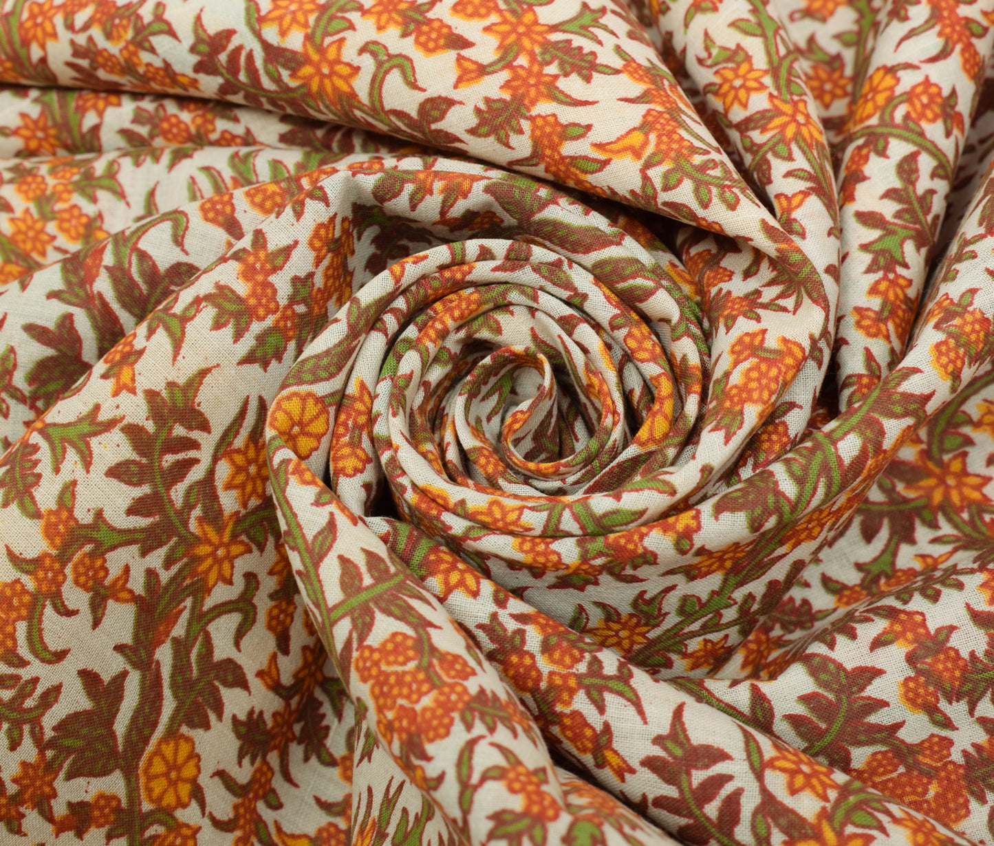 Sushila Vintage White Indian Saree 100% Pure Cotton Printed Floral Craft Fabric