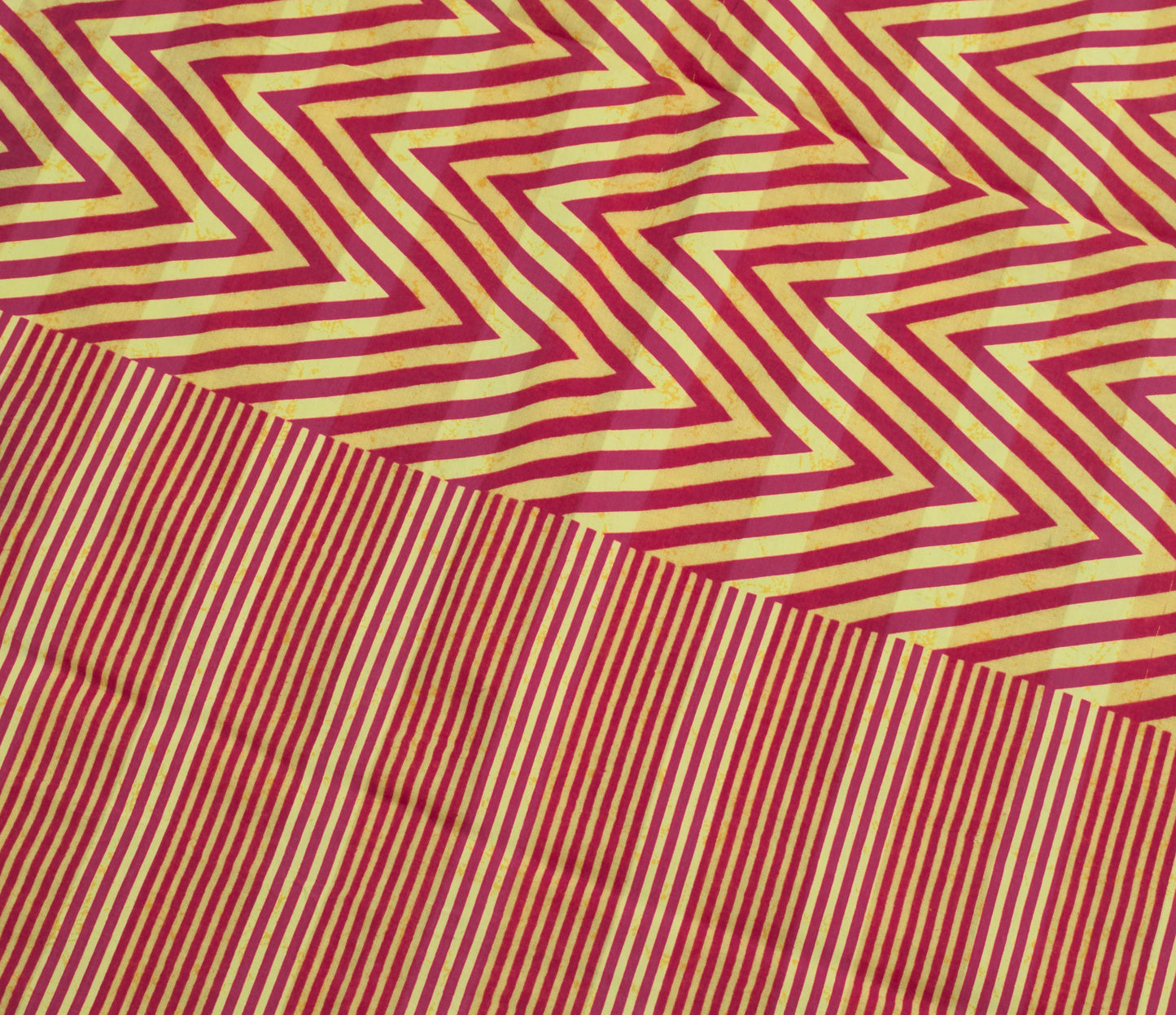 Sushila Vintage Orange Saree 100% Pure Cotton Printed Striped Soft Craft Fabric