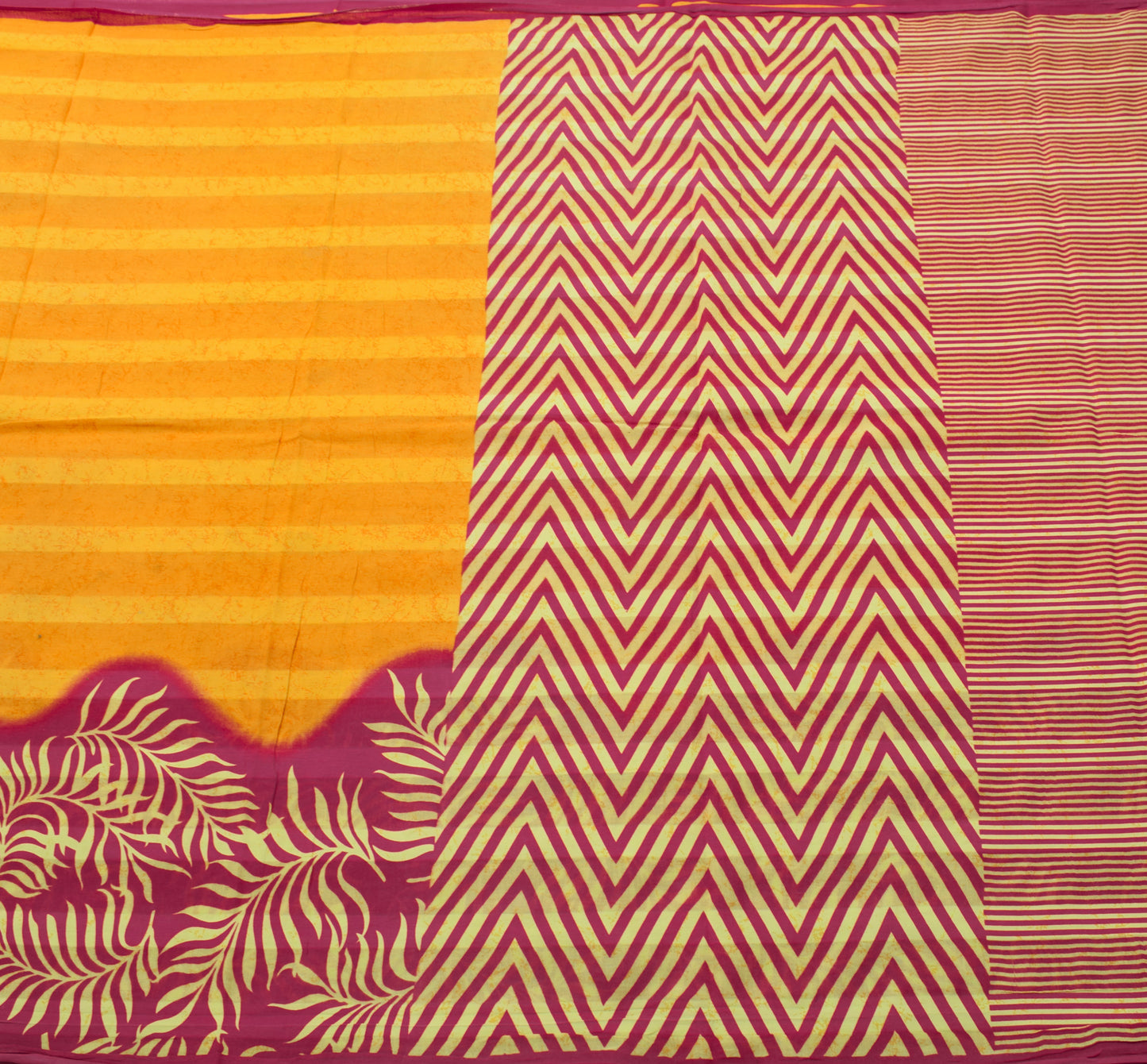 Sushila Vintage Orange Saree 100% Pure Cotton Printed Striped Soft Craft Fabric
