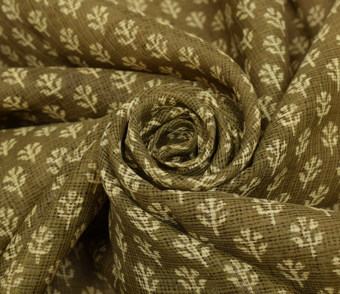 Sushila Vintage Green Indian Saree 100% Pure Cotton Printed Floral Craft Fabric