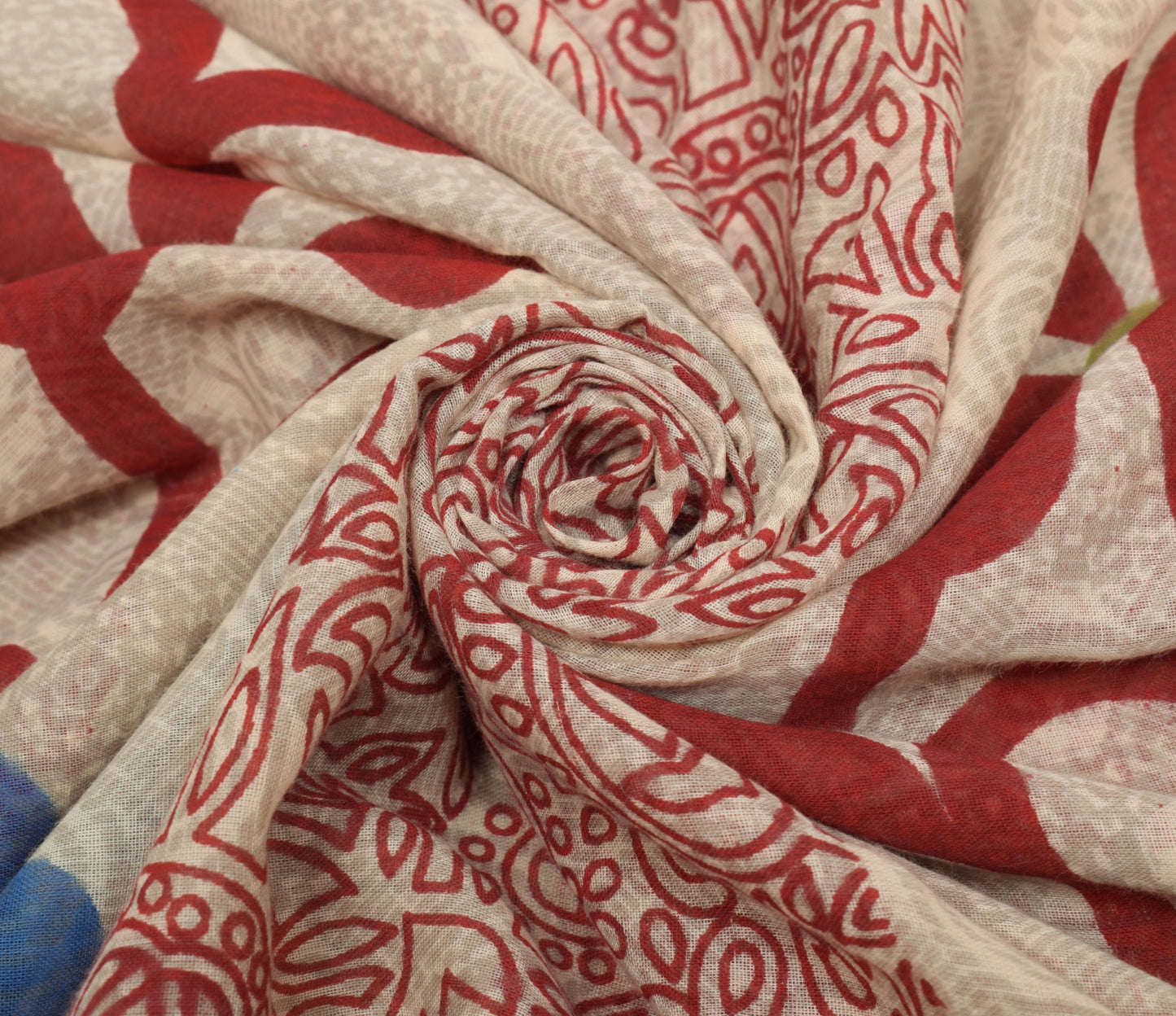 Sushila Vintage Cream Saree 100% Pure Cotton Printed Floral Soft Craft Fabric