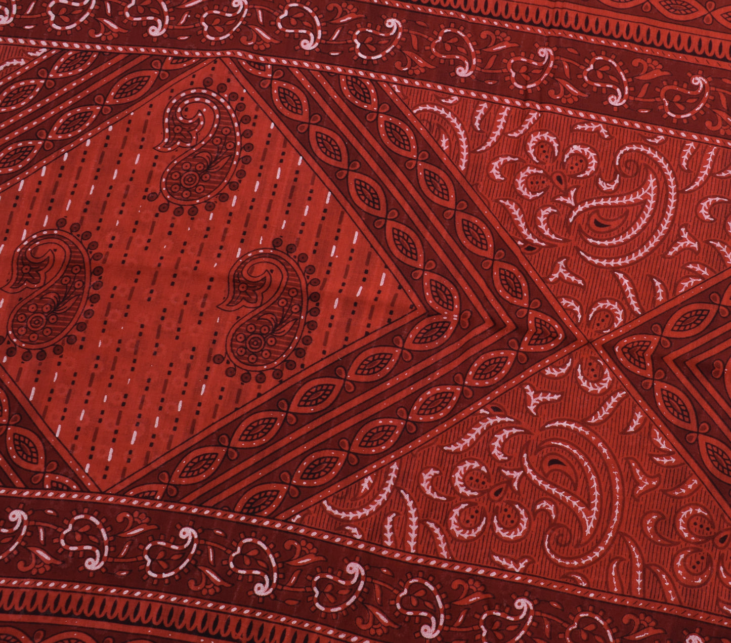 Sushila Vintage Saree 100% Pure Cotton Printed Maroon Floral Soft Craft Fabric