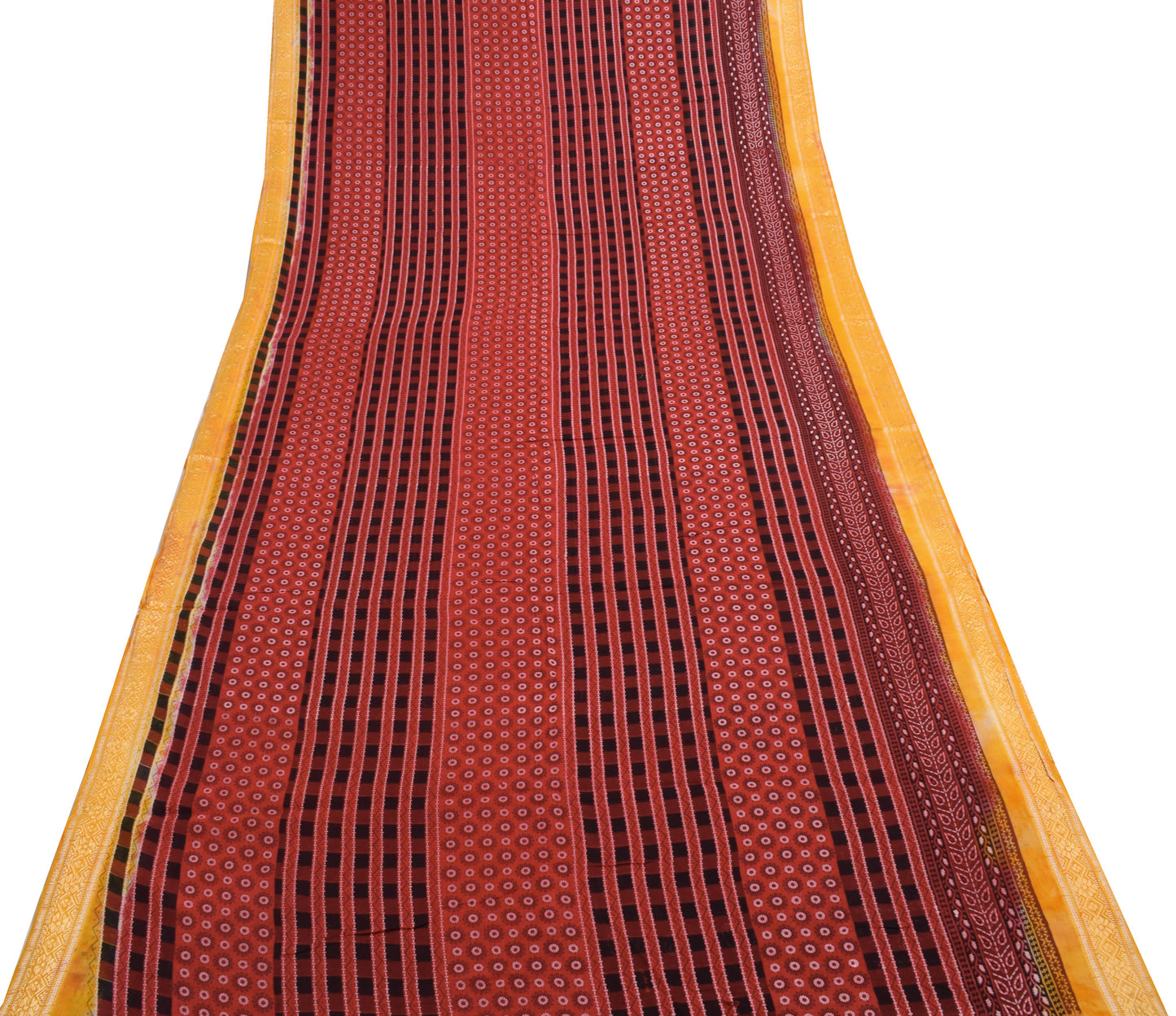 Sushila Vintage Saree 100% Pure Cotton Printed Maroon Floral Soft Craft Fabric