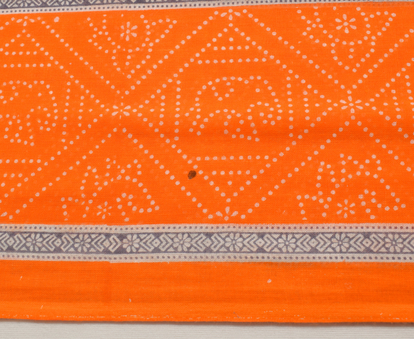 Sushila Vintage Orange Indian Saree 100% Pure Cotton Printed Soft Craft Fabric