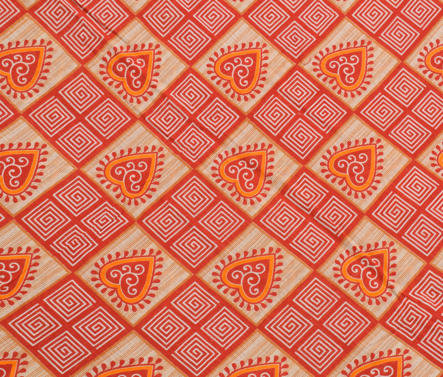 Sushila Vintage Red Saree 100% Pure Cotton Printed Floral Soft Craft Fabric