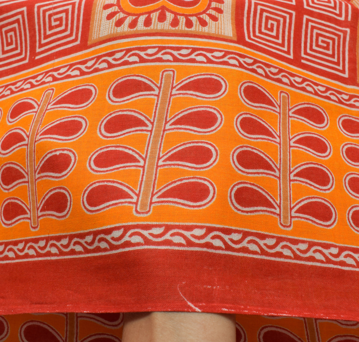 Sushila Vintage Red Saree 100% Pure Cotton Printed Floral Soft Craft Fabric