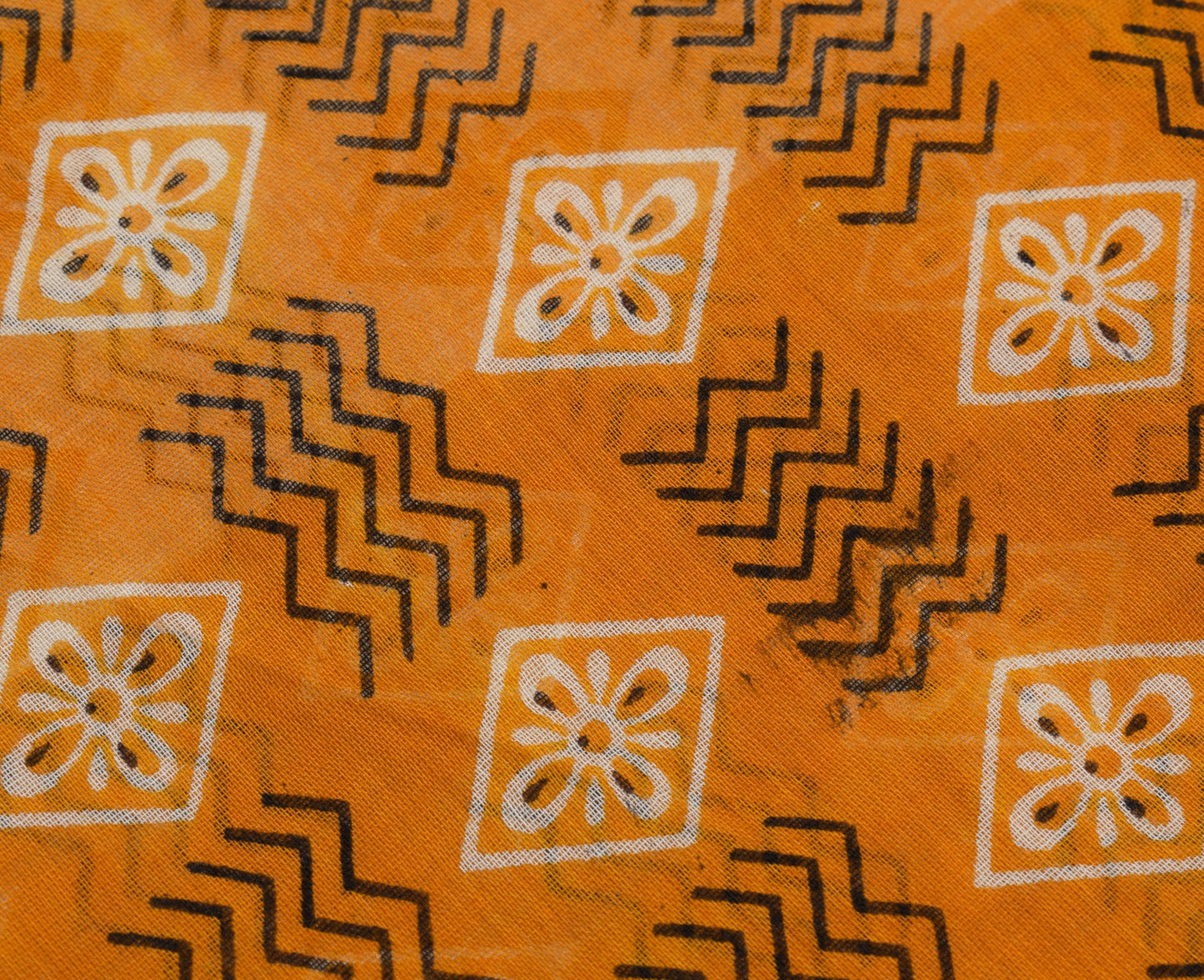 Sushila Vintage Mustard Saree 100% Pure Cotton Printed Floral Soft Craft Fabric