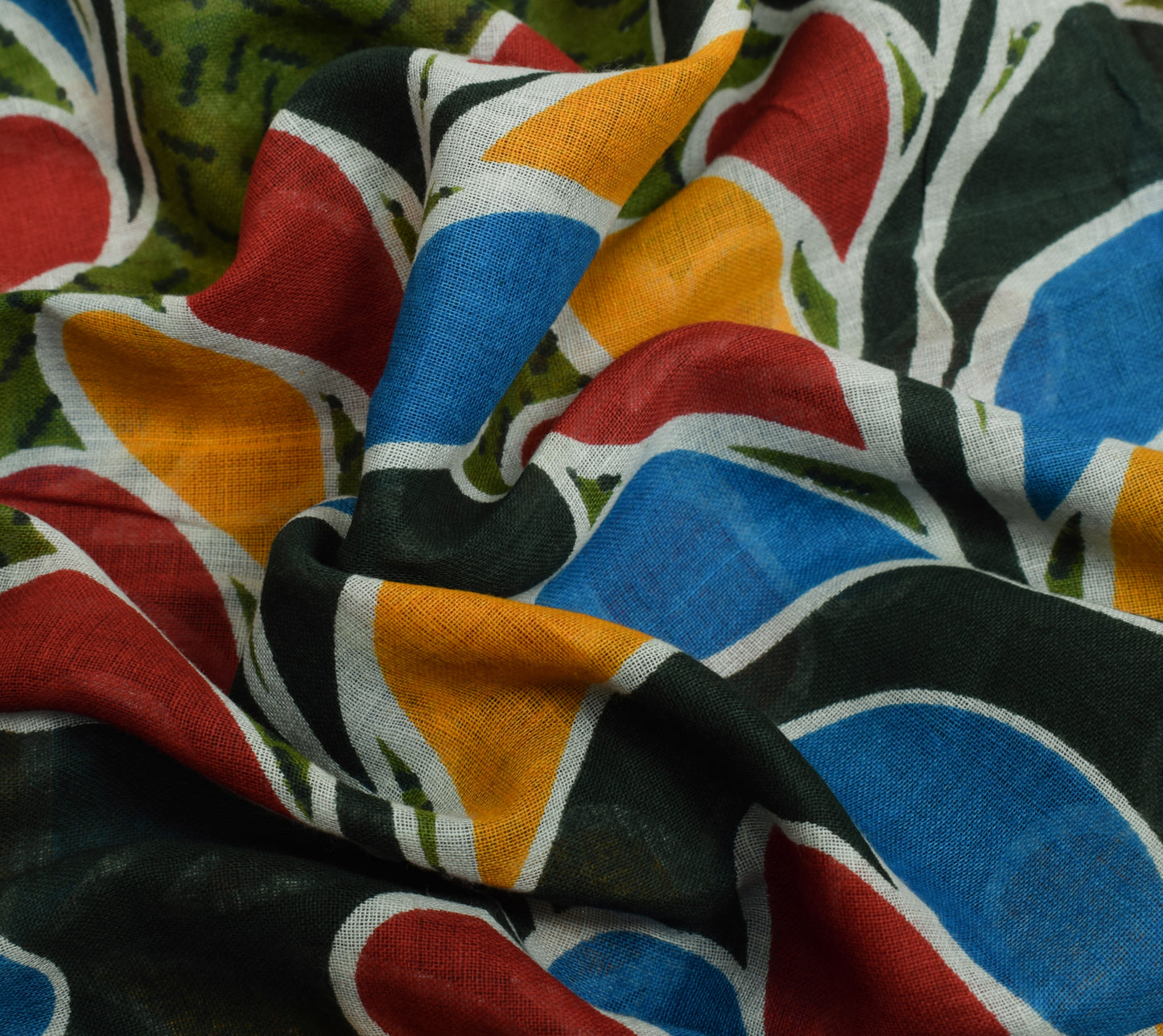 Sushila Vintage Green Saree 100% Pure Cotton Printed Soft Floral Craft Fabric