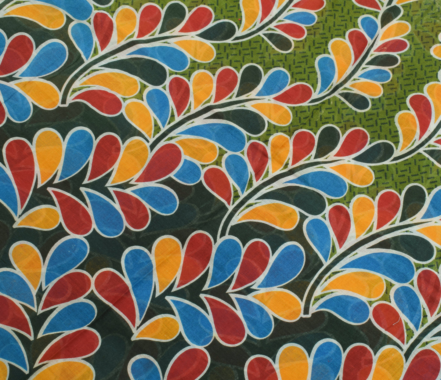 Sushila Vintage Green Saree 100% Pure Cotton Printed Soft Floral Craft Fabric