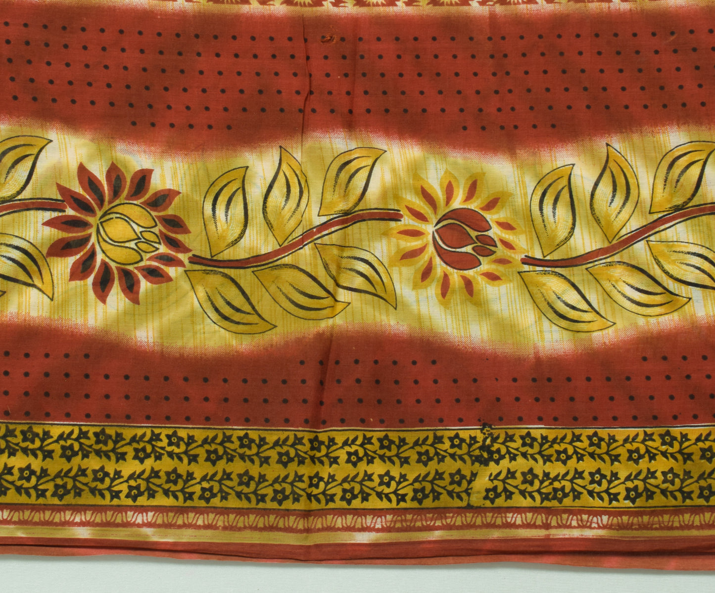 Sushila Vintage Green Saree 100% Pure Cotton Printed Floral Soft Craft Fabric