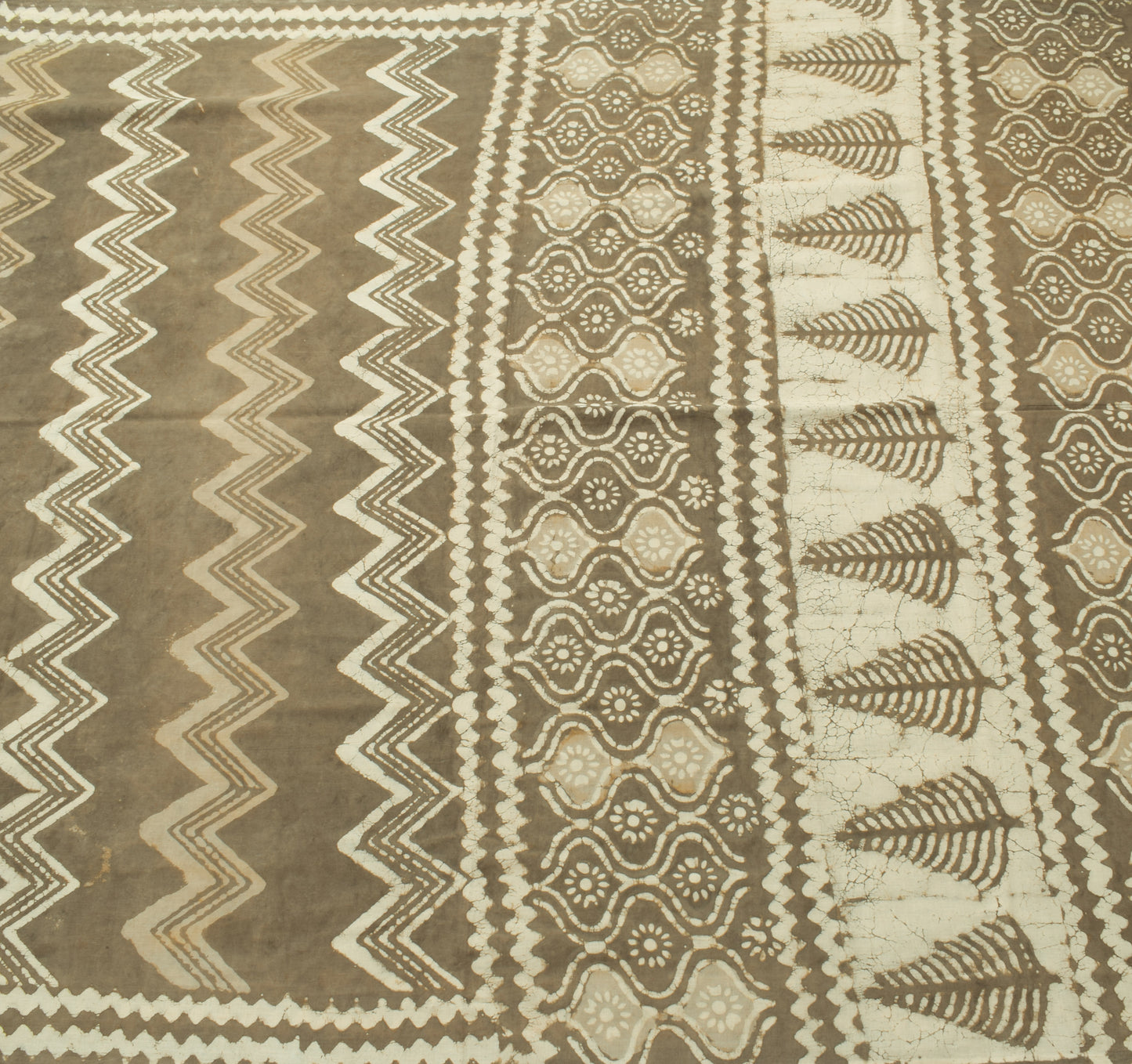 Sushila Vintage Indian Saree 100% Pure Cotton Printed Zig-Zag Soft Craft Fabric