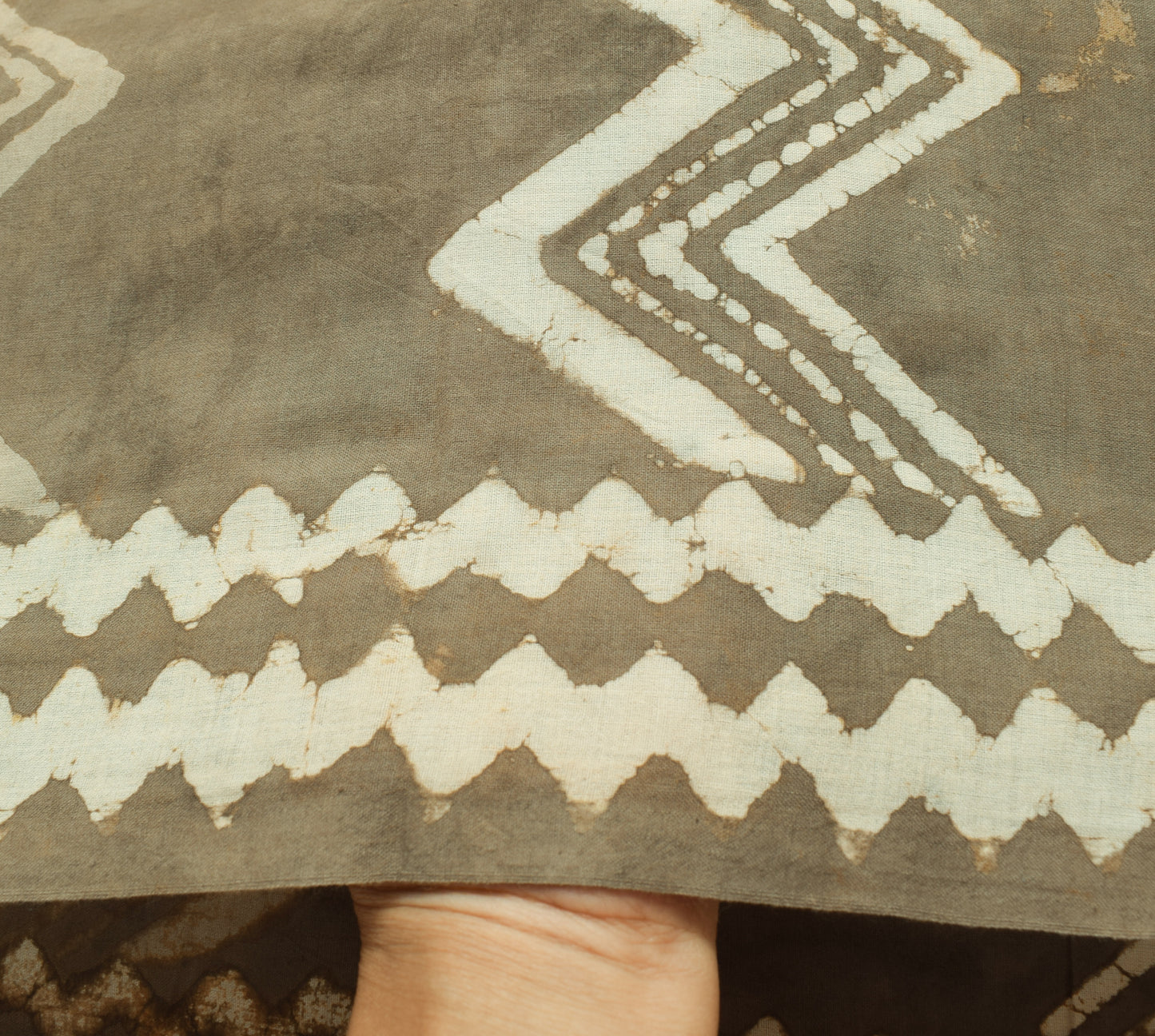 Sushila Vintage Indian Saree 100% Pure Cotton Printed Zig-Zag Soft Craft Fabric