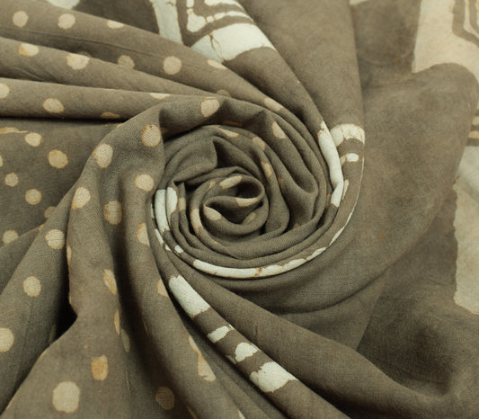 Sushila Vintage Indian Saree 100% Pure Cotton Printed Zig-Zag Soft Craft Fabric