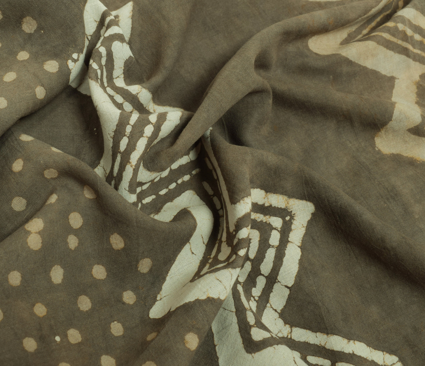 Sushila Vintage Indian Saree 100% Pure Cotton Printed Zig-Zag Soft Craft Fabric
