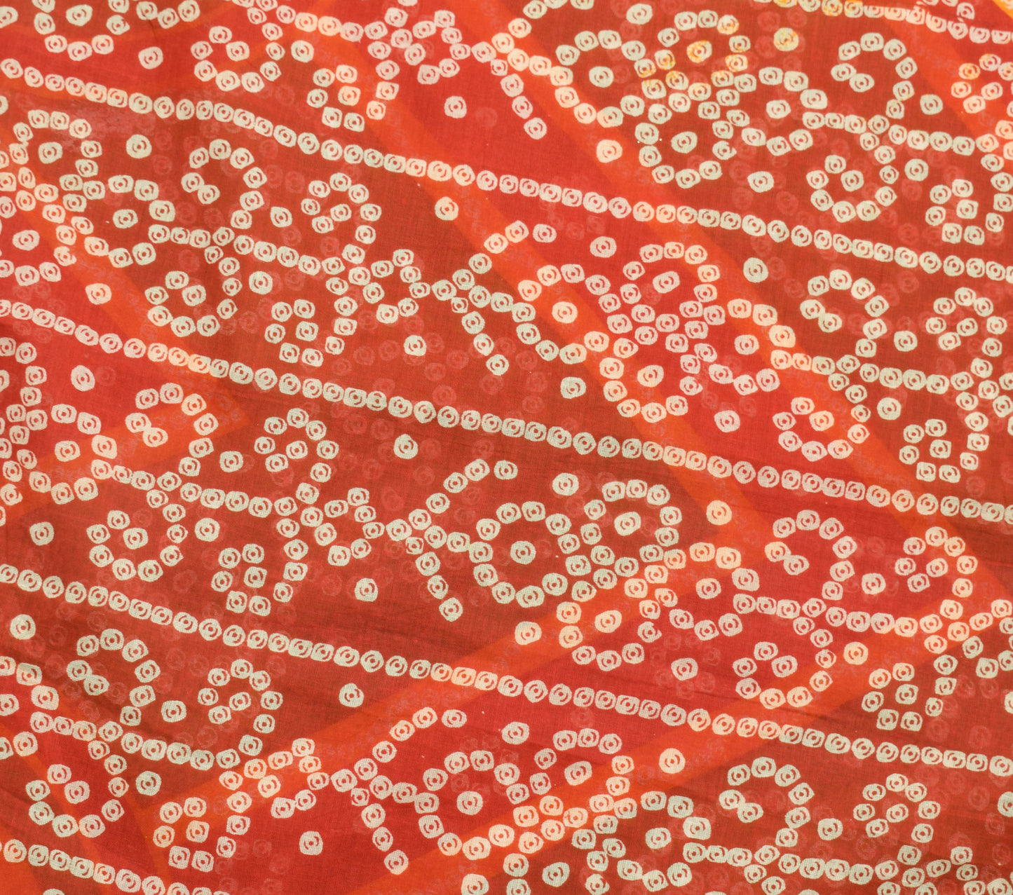 Sushila Vintage Red & Green Saree 100% Pure Cotton Bandhani Printed Craft Fabric