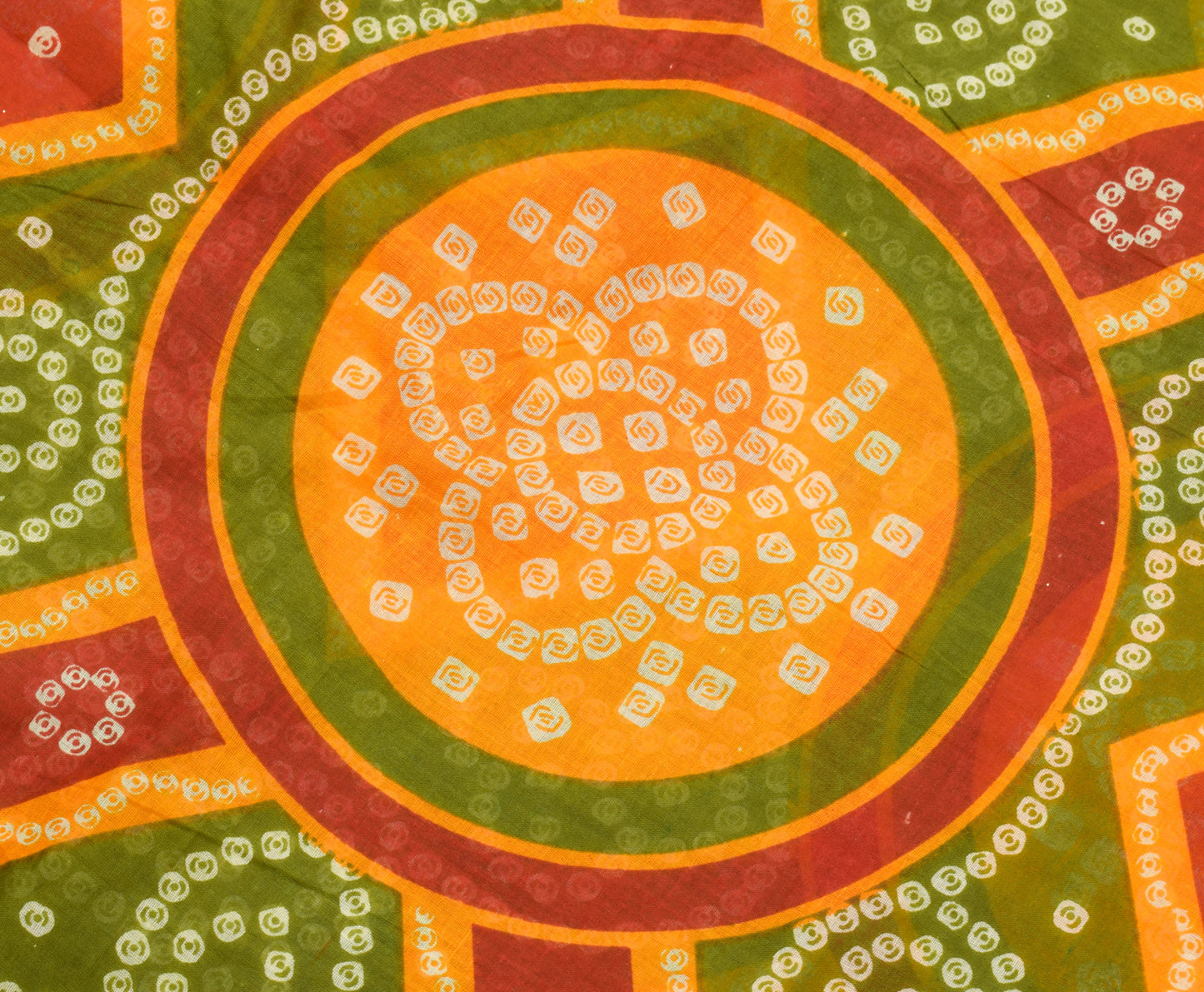 Sushila Vintage Red & Green Saree 100% Pure Cotton Bandhani Printed Craft Fabric