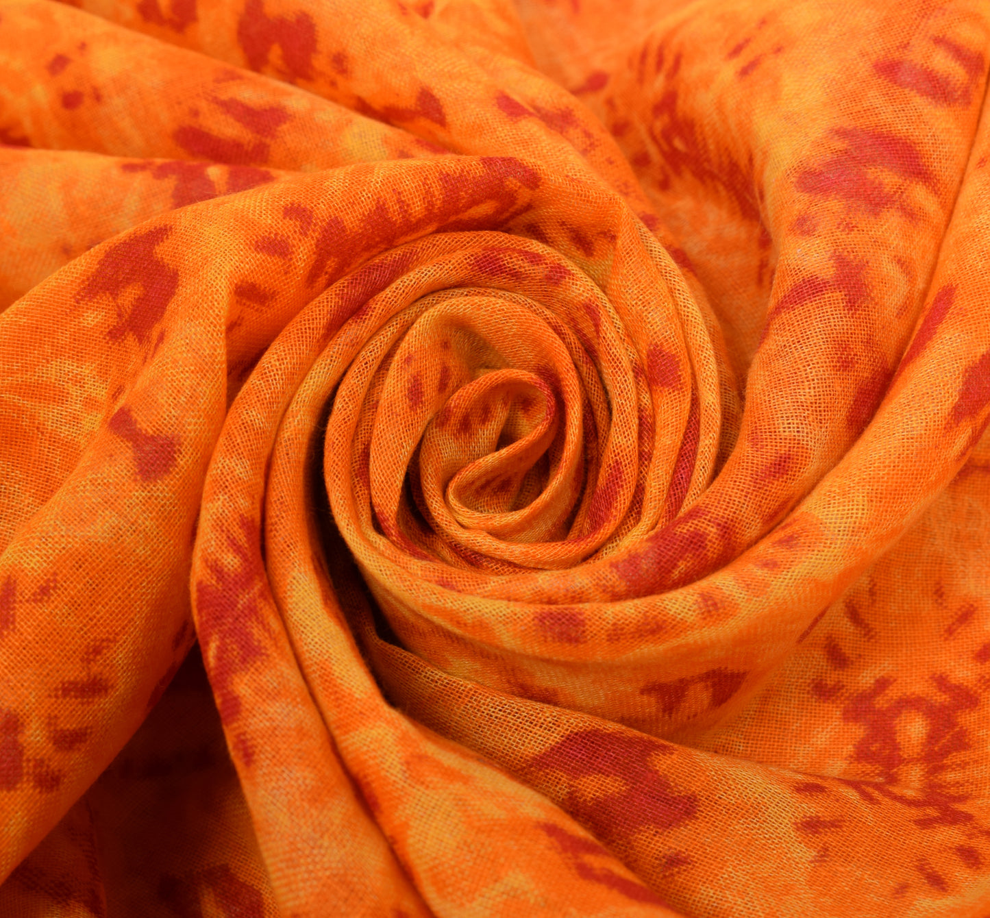 Sushila Vintage Dark Orange Indian Saree 100% Pure Cotton Printed Craft Fabric