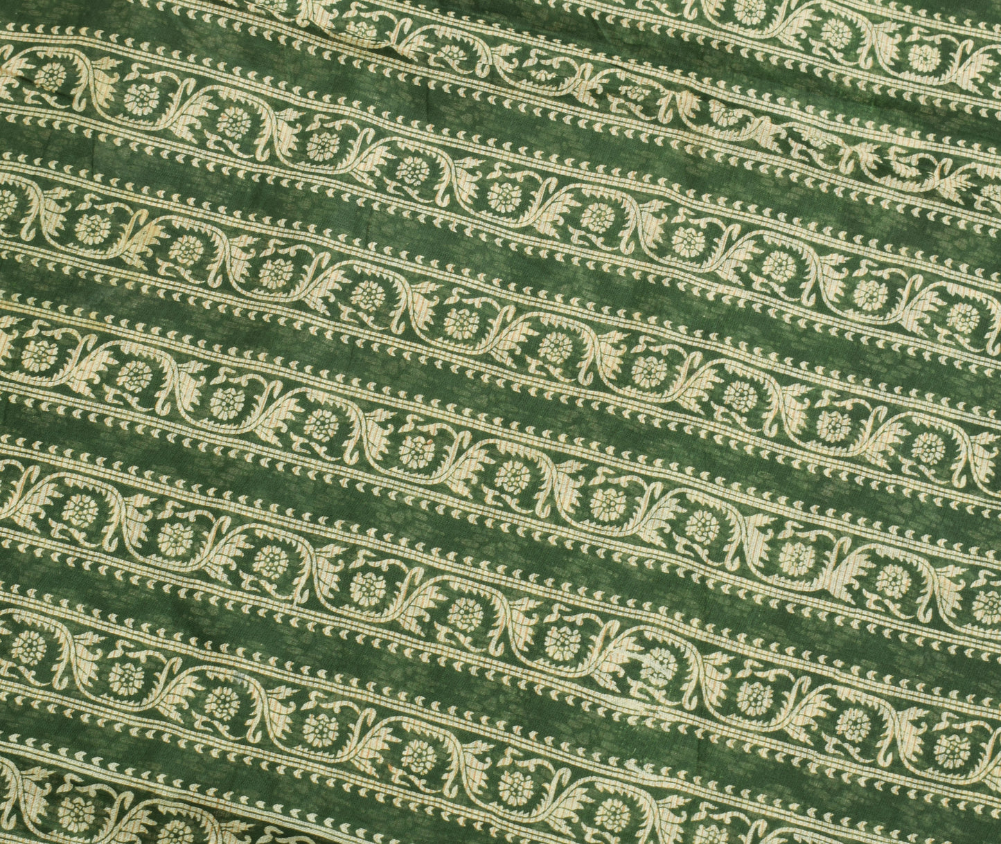 Sushila Vintage Henna Green Indian Saree 100% Pure Cotton Printed Craft Fabric