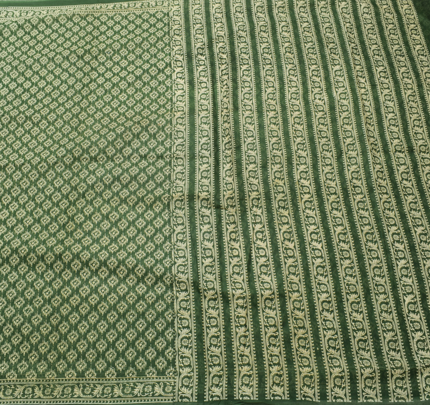 Sushila Vintage Henna Green Indian Saree 100% Pure Cotton Printed Craft Fabric
