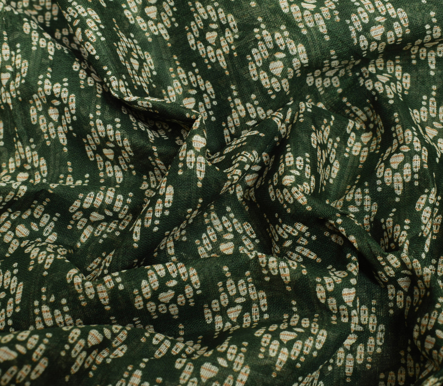 Sushila Vintage Henna Green Indian Saree 100% Pure Cotton Printed Craft Fabric