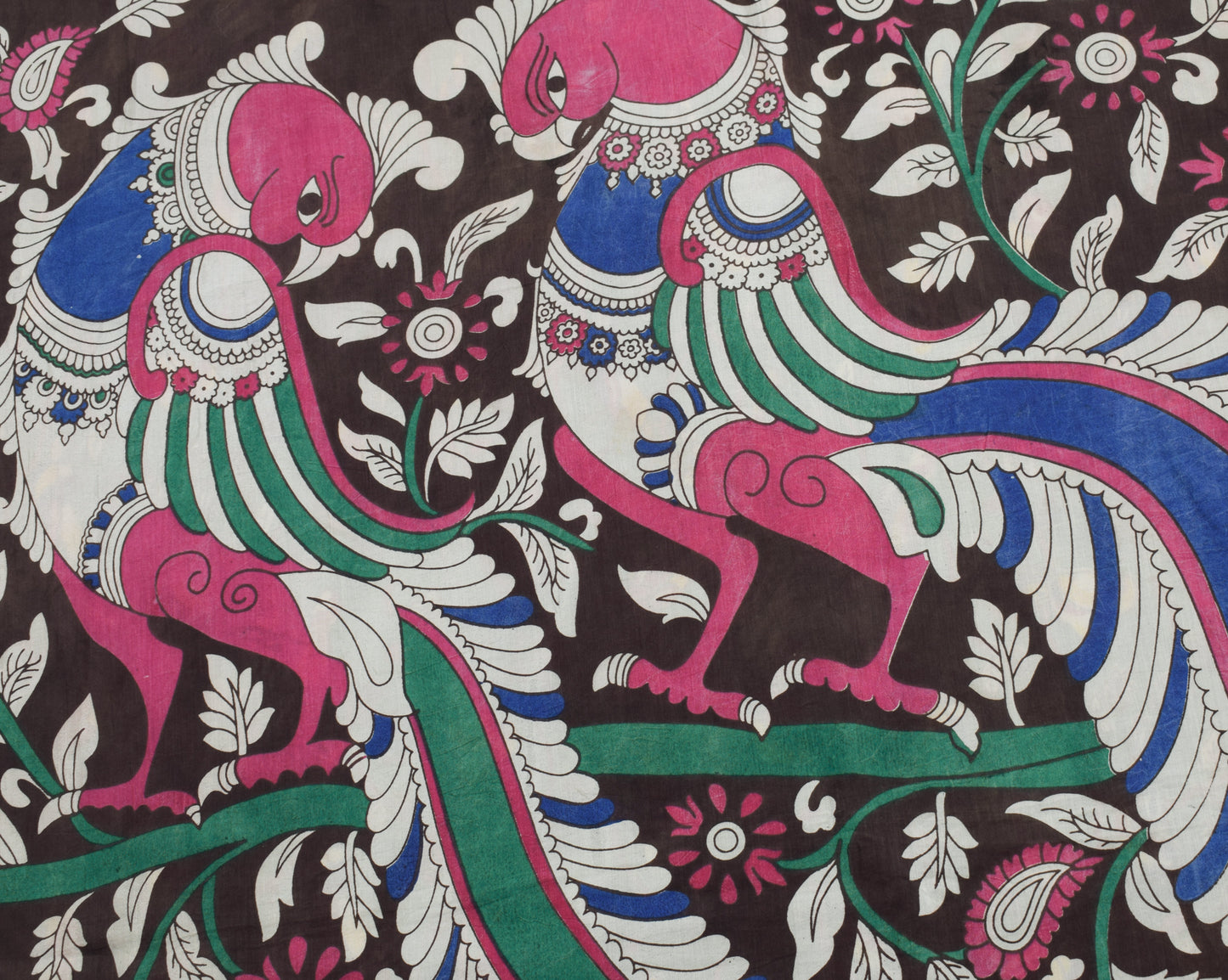 Sushila Vintage Green Saree 100% Pure Cotton Kalamkari Printed Soft Craft Fabric